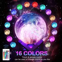 Lámpara LED con Forma de Luna Flotante, 16 Colores, Impresión 3D, con Control Remoto y Conexión USB, Precio de Fábrica