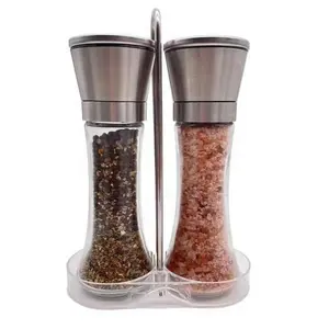 Manual Herb Spice Tools Glass Salt And Pepper Mill Grinder Set Salt And Pepper Ceramic Grinder Jar