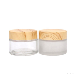 Bocaux en verre PCR de luxe de 4 oz avec couvercles en bois grainé, modèle LK01, logo personnalisé pour contenants cosmétiques - Product Image 3