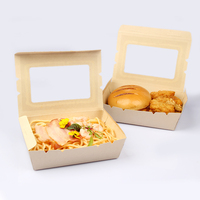 Boîte à lunch à fenêtre visible en papier kraft biodégradable avec logo personnalisé pour emballage à emporter de salade de sushi