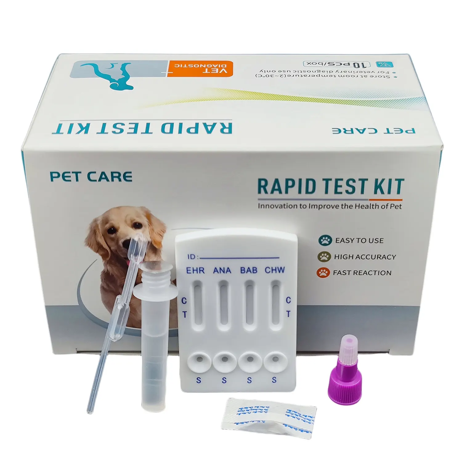 Fournitures vétérinaires Anaplasma Ehrlichia Sang Parasites lsh chw ehr bab ana lyme A Pet Care Kit de test rapide Chien