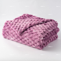 Couverture en fausse fourrure de lapin 3D anti-chute, motif grille, en tissu Minky, chaude toutes saisons, pour la sieste, décorative, cadeau pour la maison