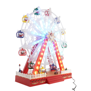 Décorations de Noël LED en forme de grande roue avec fonction rotative, 8 chansons de Noël, adaptateur inclus, en plastique, style classique artificiel - Product Image 2