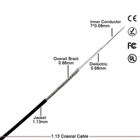 Kabel Antena WiFi Koaksial Mini Mikro 1.13 Low Loss untuk Komunikasi RF, Kabel Pigtail Nirkabel untuk FPV