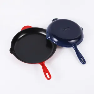 Wholesale Enamel Cast Iron Grill Pan Steak Plate Frying Nonstick Indoor and Outdoor Skillet Restaurant Cookware Chef Quality