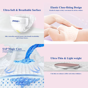 حفاضات أطفال قطنية من جينسو، 50 قطعة، رقيقة للغاية، فائقة الامتصاص، صديقة للبشرة، للأطفال من مقاسات S/<span class=keywords><strong>M</strong></span>/L/XL - Product Image 3