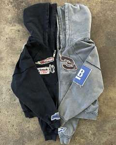 Felpa da Uomo a Righe in French Terry con Doppia Tesa e Lavaggio Acido Senza Lacci, Ricamo e Zip, Stampa Personalizzata - Abbigliamento Dongguan - Product Image 2