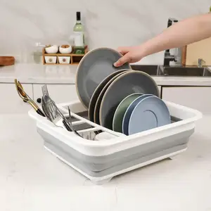 Collapsible Drying Dish Storage Rack Dish Drainer Dinnerware Basket For Kitchen Counter RV Campers Portable Dinnerware Organize
