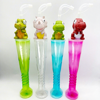 Bouteille d'eau en plastique personnalisée ZB Wholesale 500 ml pour fête, motif dinosaure, avec paille et couvercle, sans BPA, écologique, pour aliments