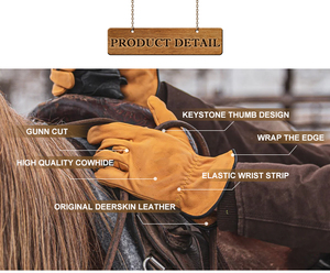 قفازات عمل جلدية آمنة من جلد البقر، قفازات مزدوجة الجلد للبناء والبستنة والسائقين وأعمال الفناء، متينة ومقاومة للماء وقابلة للتنفس - Product Image 4