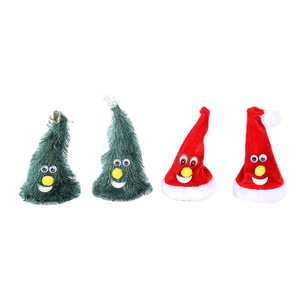 Décorations de Noël, sapin de Noël électrique musical et oscillant, bonnet du Père Noël, ornements de Noël lumineux et créatifs - Product Image 5