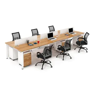 Modern L Shaped Wooden Modular Pc Organizer Partition Staff Work Computer Office System Workstation Table Desk Furniture