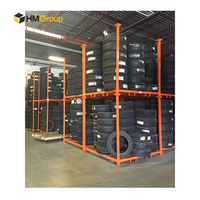Rayonnage de stockage d'entrepôt en acier métallique empilable et détachable, avec revêtement en poudre personnalisé