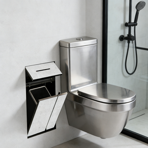 Soporte de esquina moderno todo en uno de acero inoxidable oculto para cepillos de <span class=keywords><strong>baño</strong></span> y cubo de basura para inodoro, nicho de pared - Product Image 3