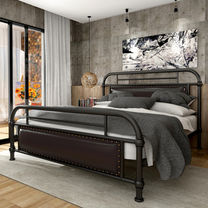 <span class=keywords><strong>Grand</strong></span> cadre de lit en métal avec rangement, base de plate-forme à latte de style Queen et King en or - Product Image 2