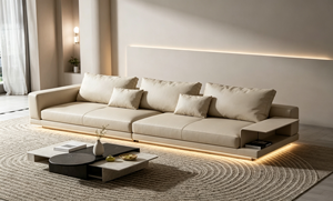 Sofá Moderno Minimalista de Tela de Tres Plazas con Cojín de Almacenamiento en el Respaldo, Muebles Tapizados para Sala de Estar - Product Image 3