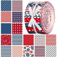 Lot de 40 rouleaux de tissu prédécoupés, patchwork rouge, blanc et bleu du 4 juillet, matériau de couture et de rembourrage pour les États-Unis, tissu pour travaux manuels DIY et travaux d'aiguille