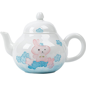 Hand-Painted Cute Rabbit Ceramic Teapot Pear-Shaped With Lid For Kung Fu <b>Tea</b> <b>Set</b> - Product Image 5