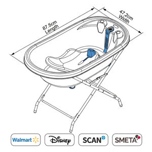 Vaschetta per neonati con supporto <span class=keywords><strong>pieghevole</strong></span>, lunghezza 87,5 cm, in PP rigido, termometro integrato, design a 2 fasi, senza BPA, MOQ 1000, personalizzazione OEM - Product Image 2