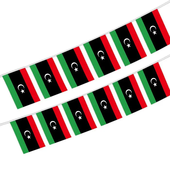Eventi nazionali decorativo nuova libia bandiera libica in poliestere rettangolo Bunting String per Banner per tutte le stagioni