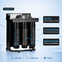 Purificador de Agua Comercial de 5 Etapas con Filtro de Carbón de Coco RO de 600 GPD, Compacto, de Instalación Rápida y con Función de Autolimpieza