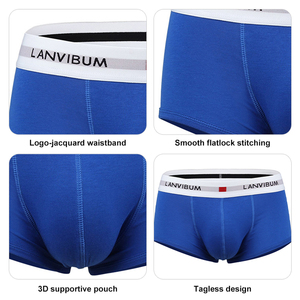 Boxer court pour <span class=keywords><strong>homme</strong></span> à coupe plate, résistant à la déformation, en coton doux et respirant, avec logo personnalisé, design simple - Product Image 3