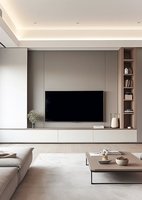 Mueble de TV Moderno con Panel de Madera y Luz LED, Personalizado de Fábrica, para Sala de Estar con Soporte de Pared Integrado
