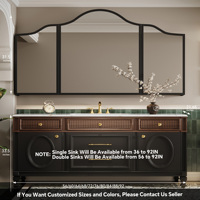Meuble-lavabo double vasque flottant en bois massif, style luxe léger français, avec comptoir en marbre et armoire miroir intelligente