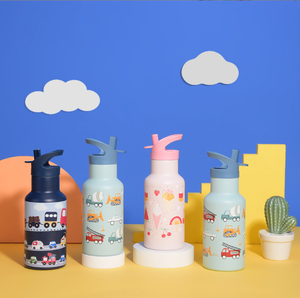 Per <span class=keywords><strong>bambini</strong></span> graziosa bottiglia d'acqua 350ml bottiglia sottovuoto stampata in acciaio inossidabile Mini fiaschetta isolata con doppio coperchi per il ritorno a scuola - Product Image 1