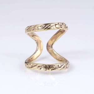 Anillo de Dedo Doble con Diseño Floral Bohemio, Acabado Antiguo, Geométrico, de Latón, para Mujer, Venta al Por Mayor, OEM, ODM - Product Image 6