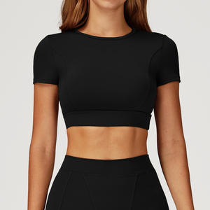 เสื้อยืดออกกำลังกายแขนสั้นสำหรับ<span class=keywords><strong>ผู้หญิง</strong></span> ทนทานต่อแรงกระแทกสูง เหมาะสำหรับเล่นกีฬา ฟิตเนส โยคะ สวมใส่สบายๆ - Product Image 3