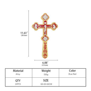 HT Mano Sosteniendo Gran Tamaño Religioso Ortodoxo Cruz Chapado en Oro Aleación Grande Jesús Cruz <span class=keywords><strong>Padrino</strong></span> Oración Cruz - Product Image 2