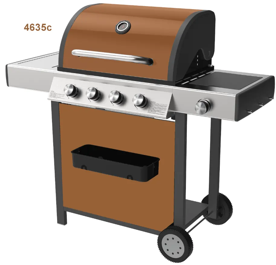 Cuisinart ngoài trời Vườn corten thịt nướng 4 Burner BBQ gas nướng với xe đẩy được xây dựng trong cắm trại gas nướng