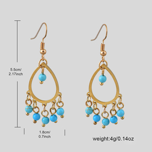 Conjunto de joyería de moda de Festival bohemio para mujer, collar y pendientes de cuentas de turquesa en capas con colgante - Product Image 5