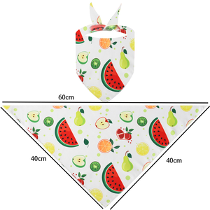 יצרן הסיטונאי דפוס פרי כלב פוליאסטר בנדנה לחיות מחמד לוגו מותאם אישית משולש בנדנה - Product Image 6