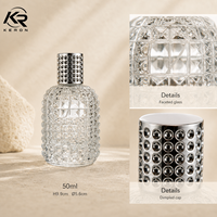 Flacon de parfum en verre texturé, flacon transparent pour parfum, bouchon décoratif, OEM ODM, emballage personnalisé, vente en gros
