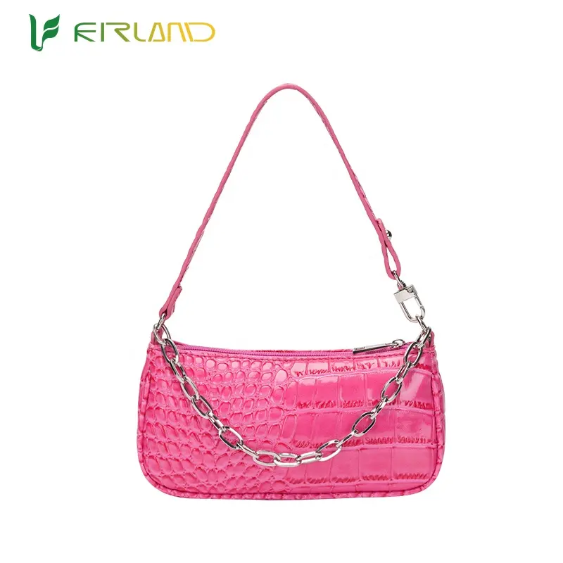 Fabrik angebot Luxus Mode Stile PU Material Rosa Mädchen Geldbörse billige Schulter Handtaschen Achsel Tasche