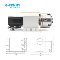 Kit Moteur Harmonique à Boucle Fermée NEMA23 2.2N.m avec Mandrin 3/4 Mâchoires 100mm pour 4ème Axe Harmonique, Tête Diviseuse/Axe de Rotation 65mm pour Machine de Fraisage CNC