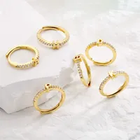 Bague de fiançailles ouverte en laiton plaqué or avec initiale en zircon, 26 lettres au choix, pour femme