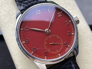 Montre unisexe de luxe 43 mm Cadran rouge Mouvement Shanghai Cristal saphir Bracelet en cuir Design minimaliste Édition de créateur personnalisée - Product Image 6