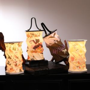 Lanternes en papier pliables pour <span class=keywords><strong>Halloween</strong></span>, décorations réutilisables, lumières LED à piles à intensité variable blanc chaud, décorations de fête effrayantes pour l'intérieur - Product Image 3