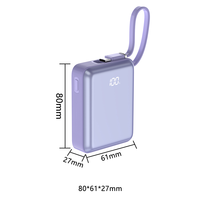 Batterie externe portable ultra-mince haute capacité 10000 mAh 30W à charge rapide bidirectionnelle avec écran LED et cordon, vente directe usine