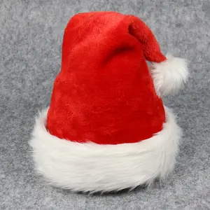 Chapéu de Papai Noel adulto de luxo personalizado por atacado Chapéu de Natal de pele sintética Veet