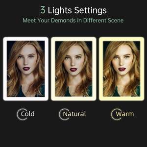 ** Espejo de maquillaje iluminado con LED recargable, espejo de tocador plegable regulable con control táctil con soporte, - Product Image 4