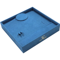 Nouveau luxe bleu velours daim bijoux collier anneau boucles d'oreilles pendentif présentoir bijoux en gros