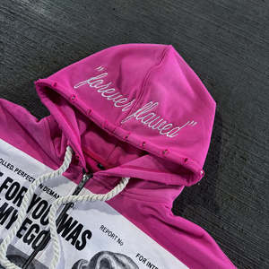 Conjunto de Sudadera con Capucha y Cremallera, Pantalones de Chándal Personalizados con Bordados, Aplicaciones y Parches, Chándal de Algodón Pesado con Pedrería, Conjunto de Dos Piezas - Product Image 3