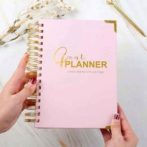 <b>Custom</b> Logo 2025 A5 Pink Spiral Weekly Monthly Manifestation Goal <b>Diary</b> Journal Planner Agenda Notebook - Product Image 1