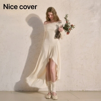 Robe de soirée longue asymétrique Nicecover, blanc cassé, à épaules dénudées, avec dentelle, idéale pour mariage, banquet et occasions mondaines – Nouvelle collection très prisée