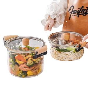 Casserole en verre borosilicate <span class=keywords><strong>transparent</strong></span> écologique de conception moderne, grande taille, résistante au feu, pour les nouilles instantanées - Product Image 1