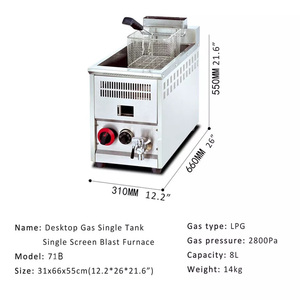 Machine à frire en acier inoxydable à réservoir unique <span class=keywords><strong>8L</strong></span> GPL pour restauration <span class=keywords><strong>friteuse</strong></span> à <span class=keywords><strong>gaz</strong></span> friteuses à <span class=keywords><strong>gaz</strong></span> pour restaurant - Product Image 2